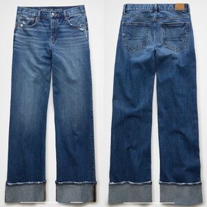 AEO Stretch High Waisted Stovepipe Cuffed Jeans 4